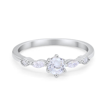 Petite Dainty Engagement Ring Marquise Simulated CZ 925 Sterling Silver